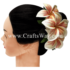CMM-054 Custom Made Flower Hairpiece, Plumeria (HI) Hair Clip Sample