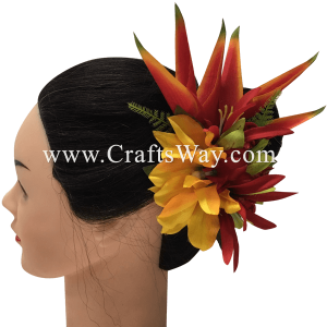 CMM-055 Custom Made Flower Hairpiece, Tropical Hair Clip Sample