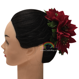 CMM-067-S Custom Made Flower Hairpiece, X'mas Hair Clip Sample