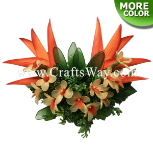 CMM-072 Custom Made Flower Hairpiece, Heliconia & Nylon Orchid Hair Clip