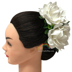 CMM-076 Custom Made Flower Hairpiece, Gardenia (P) Hair Clip Sample