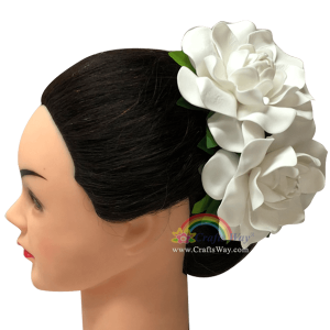CMM-077 Custom Made Flower Hairpiece, Gardenia (I) Hair Clip Sample