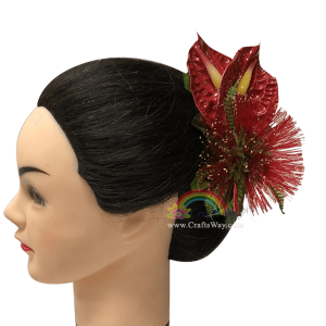 CMM-080 Custom Made Flower Hairpiece, Lehua & Anthurium Hair Clip Sample