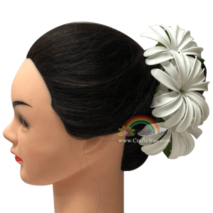 CMM-086 Custom Made Flower Hairpiece, Double Tiare (B) Hair Clip Sample