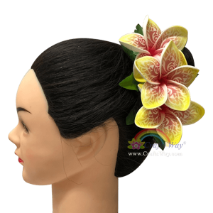 CMM-088 Custom Made Flower Hairpiece, Plumeria (JU Tribal) Hair Clip Sample