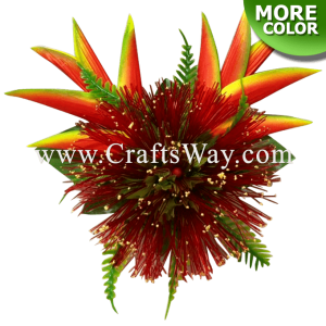 CMM-092 Custom Made Flower Hairpiece, Lehua & heliconia Hair Clip