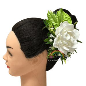 CMM-094 Custom Made Flower Hairpiece, Gardenia (A) & Anthurium Hair Clip Sample