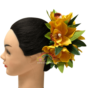 CMM-095 Custom Made Flower Hairpiece, Silk Cymbidium Orchid Hair Clip Sample
