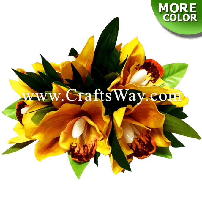 Silk Cymbidium Orchid Hair Clip - CraftsWay.,LLC Artificial Flowers &  Crafts Items