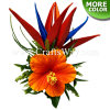 CMM-097 Custom Made Flower Hairpiece, Hibiscus & Bird of Paradise Hair Clip