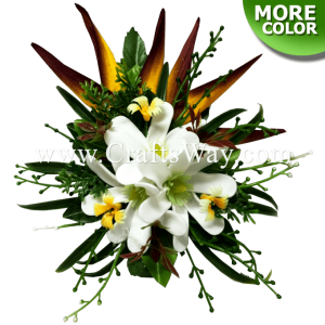 CMM-098 Custom Made Flower Hairpiece, Tiare & Heliconia Hair Clip