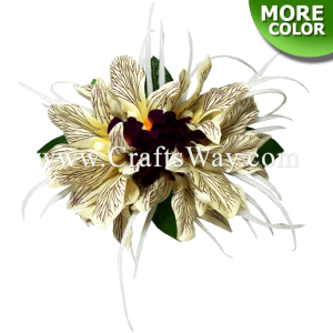 CMM-099 Custom Made Flower Hairpiece, Silk Orchid Type E Hair Clip