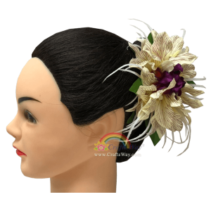 CMM-099 Custom Made Flower Hairpiece, Silk Orchid Type E Hair Clip Sample