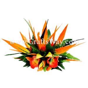 CMXL-002 Custom Made Flower Hairpiece, Bird of Paradise & Cymbidium Hair Clip