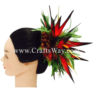 CMXL-004 Custom Made Flower Hairpiece, Lehua & Bird of Paradise Hair Clip Sample