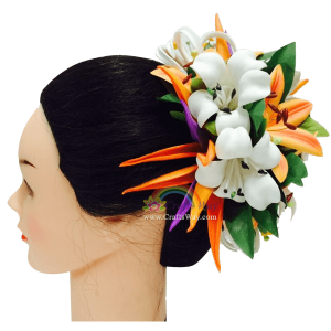 CMXL-005 Custom Made Flower Hairpiece, Tropical Hair Clip Sample