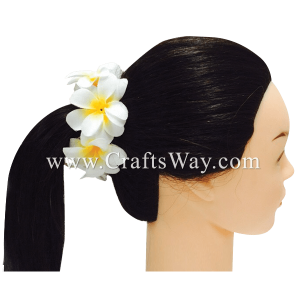 FHN1-01 Custom Made Flower Hairpiece, Silk Plumeria Hair Bun Sample