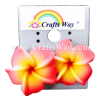 GFE1-03 Artificial Foam Flower, Plumeria Earrings #03 Pink and yellow with a red center