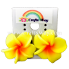 GFE1-05 Artificial Foam Flower, Plumeria Earrings #05 Yellow with red center