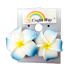 GFE1-08 Artificial Foam Flower, Plumeria Earrings #08 Blue with yellow center