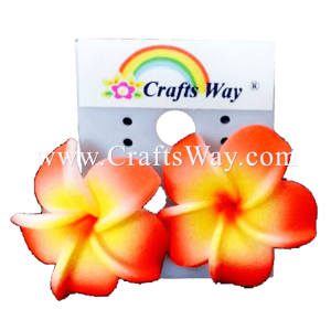 GFE1-10 Artificial Foam Flower, Plumeria Earrings #10 Red and yellow with red center