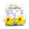 GFE1-19 Artificial Foam Flower, Plumeria Earrings #19 Yellow with red center