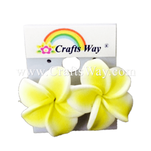 GFE1-28 Artificial Foam Flower, Plumeria Earrings #28 Light yellow