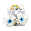 GFE1-31 Artificial Foam Flower, Plumeria Earrings #31 White with blue center