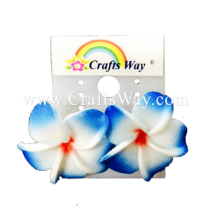 GFE1-32 Artificial Foam Flower, Plumeria Earrings #32 Dark blue with red center