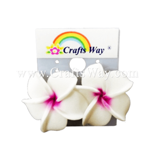 GFE1-34 Artificial Foam Flower, Plumeria Earrings #34 White with purple center