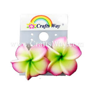 GFE1-40 Artificial Foam Flower, Plumeria Earrings #40 Purple with green center