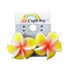 GFE1-41 Artificial Foam Flower, Plumeria Earrings #41 Yellow with pink center