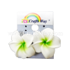 GFE1-42 Artificial Foam Flower, Plumeria Earrings #42 White with green center