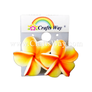 GFE1-45 Artificial Foam Flower, Plumeria Earrings #45 Orange and yellow