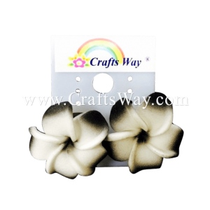 GFE1-46 Artificial Foam Flower, Plumeria Earrings #46 Black with white