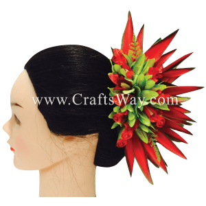 HCL-001 Custom Made Flower Hairpiece, Heliconia & Orchid Hair Comb Sample