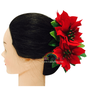 XMS-002 Custom Made Flower Hairpiece, Anthurium, Poinsettia Hair Clip Sample