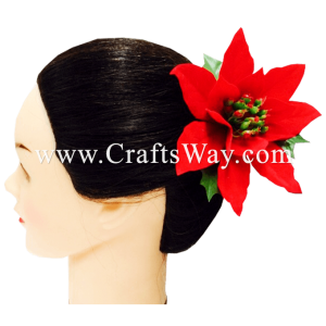 XMS-004 Custom Made Flower Hairpiece, Large Poinsettia Hair Clip Sample