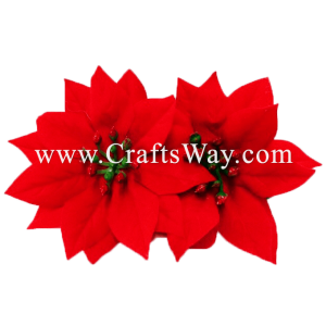 XMS-006 Custom Made Flower Hairpiece, 2 Small Poinsettias Hair Clip