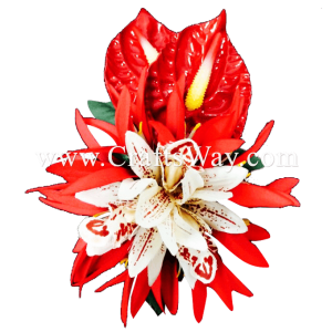 XMS-037 Custom Made Flower Hairpiece, Orchid & Spider Lily Hair Clip