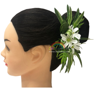 CMM-101 White Foam Tiare (A) Hair Clip, Custom Made Hair Clip, Made in Hawaii by CraftsWay