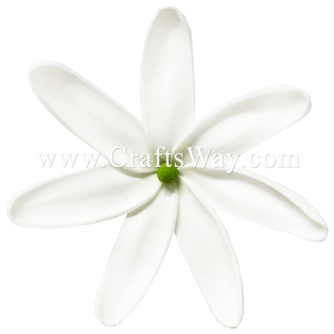 FSH457 Artificial Foam Flowers, Foam Tiare Type CE, 3 ½ inches White Tiare with green core