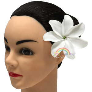 FSH458 Artificial Foam Flowers, Foam Tiare Type CI, 3 ¼ inches White Tiare with green core