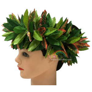 HK001-F Elastic Maile & Screen Leaves Headband, Maile Headband