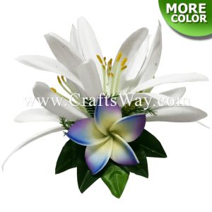 CMS-067 Foam Plumeria & Silk Spider Lily Hair Clip, Hairpiece Made in Hawaii, Hair Accessories for Hawaiian Wedding Items, Hula Dancer