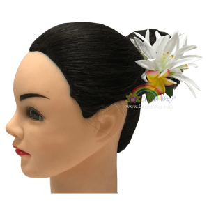 CMS-067 Foam Plumeria & Silk Spider Lily Hair Clip, Hairpiece Made in Hawaii, Hair Accessories for Hawaiian Wedding Items, Hula Dancer