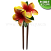 WD2F-104 2 Plumeria (UA) Hair Stick, Custom Made Flower Hair Stick , Foam Plumeria with two prongs wooden stick