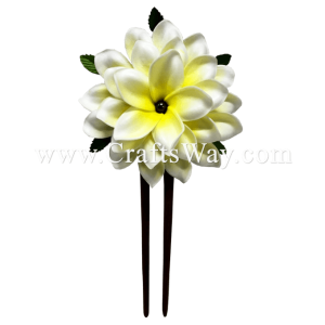 WD2F-601 Foam Plumeria (AI) Hair Stick, Custom Made Flower Hair Stick , Foam Plumeria with two prongs wooden stick