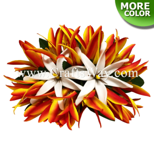 CMM-105 Silk Spider Lily & Foam Tiare (V) Hair Clip, Custom Made Flower Hairpiece, Hairpiece Made in Hawaii, Hair Accessories for Hawaiian Wedding Items, Hula Dancer