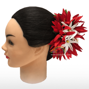 CMM-105 Silk Spider Lily & Foam Tiare (V) Hair Clip, Custom Made Flower Hairpiece, Hairpiece Made in Hawaii, Hair Accessories for Hawaiian Wedding Items, Hula Dancer